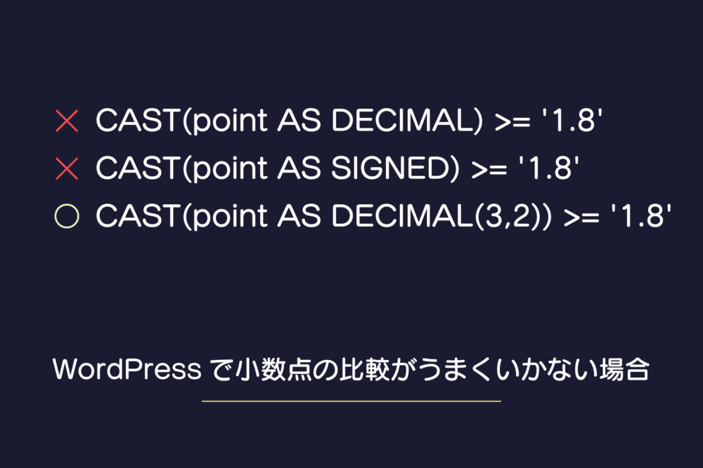 WordPressで小数点の比較がうまくいかない場合